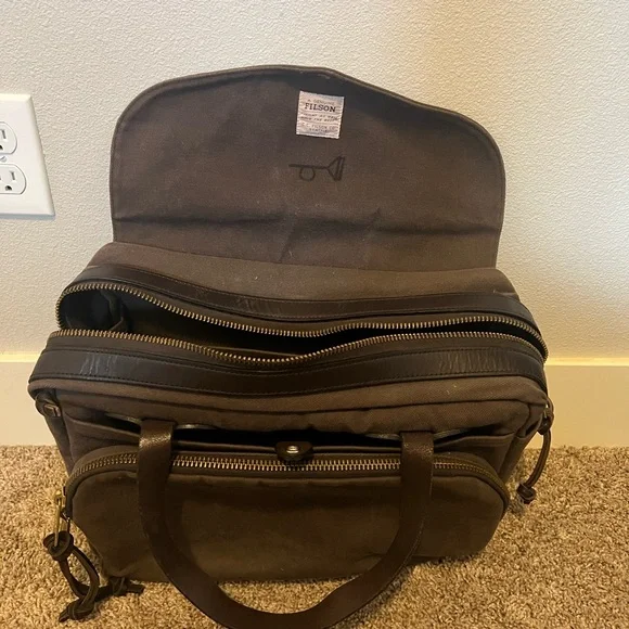 Vintage Filson Rugged Twill Padded Computer Bag Briefcase, Brown, Style 258, USA - Picture 6 of 6